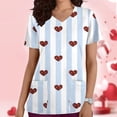 thumbnail image 2 of Edvintorg Valentine's Day Scrub Tops For Women Clearance Short Sleeve Working Uniform Breathable Heart Pattern V-Neck T-Shirts Tee Tops With Pockets, 2 of 4