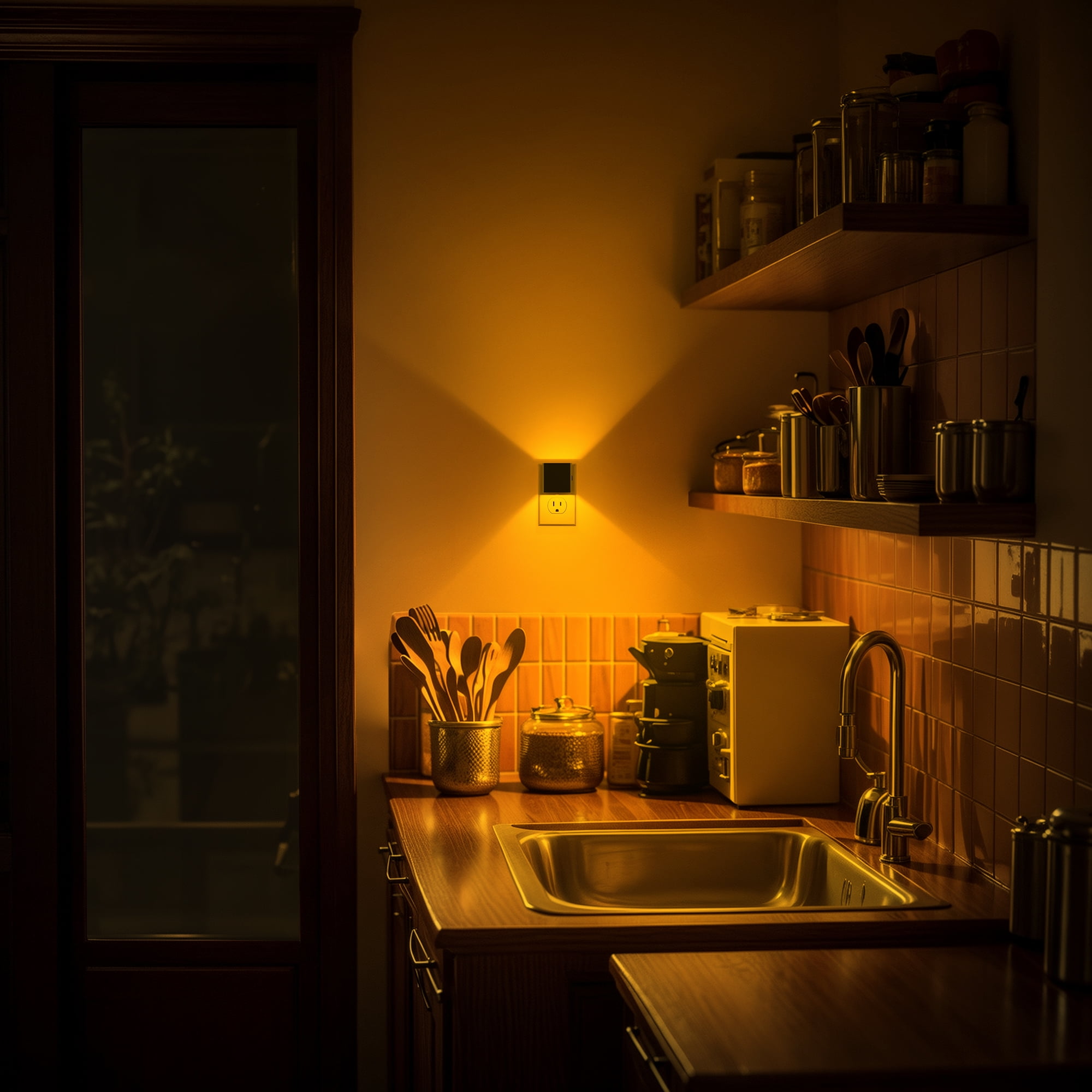 LOHASLED 2 Pack Black Amber Dimmable Square Night Light 3-Level