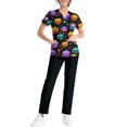 thumbnail image 4 of 2026 New Halloween Scrubs Set for Women, V-Neck Short Sleeve Top & Pants, Soft Breathable Medical Uniform with Pockets for Nurses & Caregivers, 02-Light Purple, S, 4 of 5