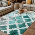 thumbnail image 2 of Fsddascl Turquoise Morocco Outdoor Rug for Patio/Deck/Porch, Non-Slip Large Area Rug 5 x 8 Ft, Grey Ombre Retro Mottled Painting Art Indoor Outdoor Rugs Washable Area Rugs, Camping Rug Carpet, 2 of 5