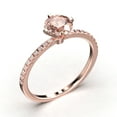 thumbnail image 3 of Dazzling Art deco 0.75 Carat Round Cut Morganite And Diamond Moissanite Engagement Ring, Wedding Ring in 925 Sterling Silver With 18k Rose Gold Plating Gift For Girlfriend, Small Promise Ring, 3 of 3