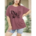 thumbnail image 3 of XCHQRTI Women Butterfly Daisy Tshirt Plus Size Shirts Casual Summer Tee, 3 of 7