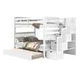 thumbnail image 2 of Bedz King Stairway Bunk Beds Full over Full with 4 Drawers in the Steps and a Full Trundle, White, 2 of 9