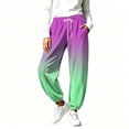 thumbnail image 4 of Xdegoge Sweatpants Women Ombre Casual Joggers High Waisted Athletic Fleece Lined Pants with Pockets Drawstring Loose Fit Workout Activewear Novelty Color Block, 4 of 9