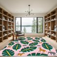 thumbnail image 2 of ODIKA 8'x10' Machine Washable Non-Slip Area Rug, Wild Wonders Safari Animal Collage with Tropical Leaf Motifs High Traffic Rug, Pink, 929193, 2 of 7