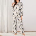 thumbnail image 2 of Honeii Hippos Driving A Car Print Women's Pajama Sets Long Sleeve Button Down Sleepwear Nightwear Soft Pjs Lounge Sets 2PCS-XX-Large, 2 of 7