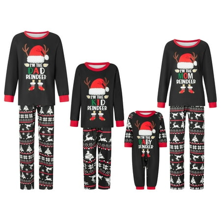 

Dewadbow Christmas Family Matching Pajamas Set Xmas Pjs Jammies Long Sleeve Sleepwear Lounge wear Nightwear