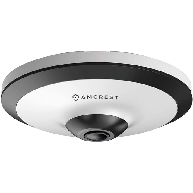 Amcrest Cámara de Ojo de Pez de 5 Megapíxeles, Cámara de Seguridad UltraHD para Interiores, Lente de 1,4 Mm, Visión Nocturna de 33 Pies, Cobertura de Cámara Panorámica de 360°, Grabación en la Nube y
