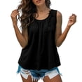 thumbnail image 2 of Tank Tops for Women Lightweight Cotton Linen Scoop Neck Loose Fit Ruffle Flowy Sleeveless Shirt Summer Outfits, 2 of 4
