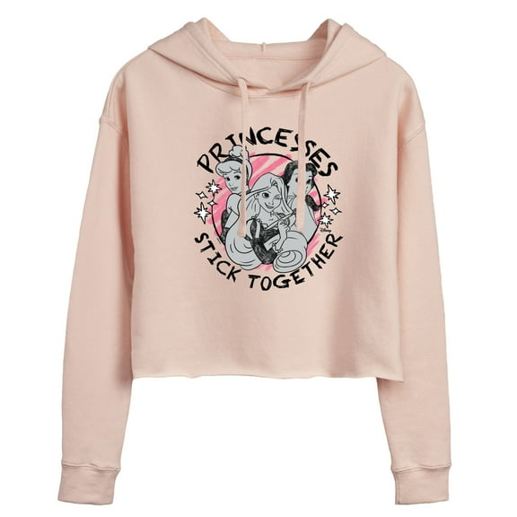 Disney - Princesses Stick Together - Juniors Cropped Pullover Hoodie