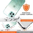 thumbnail image 3 of Compatible with iPhone 15 Pro Max Case Clear Cute Giltter iPhone 15 Pro Max Phone Case for Women Girls Transparent TPU Bumper Cases with Lanyard Strap (Green), 3 of 14