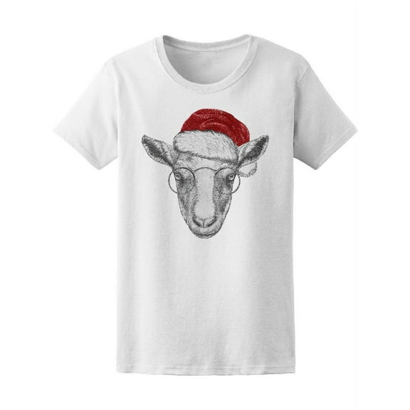 Portrait Of Goat With Santa Hat T-Shirt Women -Image by Shutterstock, Female x-Large