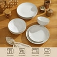 thumbnail image 4 of vancasso 16 Pieces Dinnerware Sets, Stoneware Plates and Bowls Set for 4, White Dish Set, Rhombus Pattern, 4 of 10