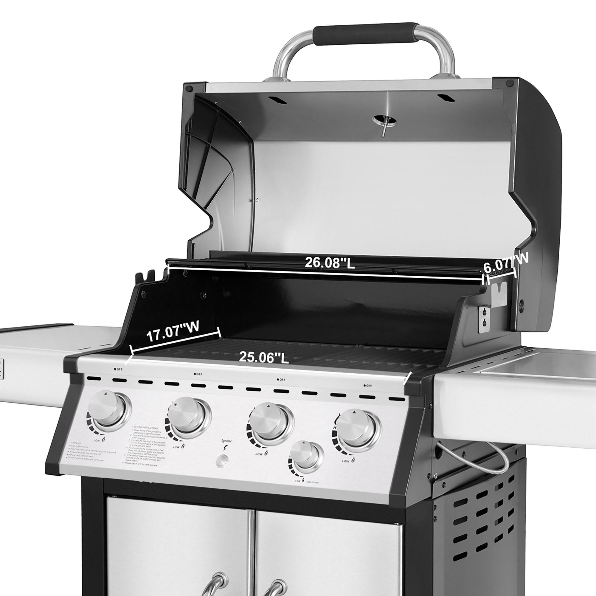 Royal Gourmet MG4001 4-Burner Propane Gas Grill with Side Burner, Stainless Steel, 60000 BTU - image 4 of 7