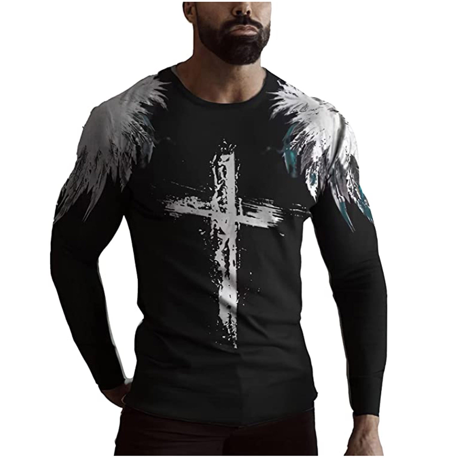  Mens Crewneck Tees Daily Deals,Men's Faith Jesus Crosses  Printed T-Shirts Vintage 3D Graphic Tee Long Sleeve Casual Slim,Warehouse  Deals Canada Gray : Ropa, Zapatos y Joyería