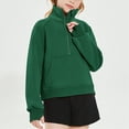 thumbnail image 2 of TOWED22 Girls Half Zip Sweatshirt Quarter Zip Pullover Sweatshirts Fall Tops with Pockets Thumb Hole(Green,5-6 Years), 2 of 8