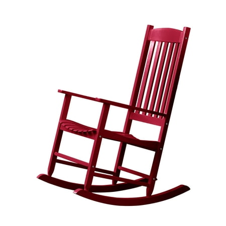 Mainstays Outdoor Wood Porch Rocking Chair, Red Color, Weather Resistant Finish