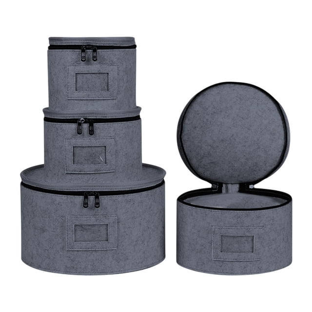 Contenedores de almacenamiento de China de 4 piezas, contenedores de almacenamiento de platos, cajas móviles, organizador de platos de almacenamiento Gris