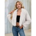 thumbnail image 5 of Women'S Winter Coats Fleece Cropped Jacket Faux Fur Long Sleeve Pockets Warm Outerwear Fall Clothes White S, 5 of 6