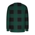 thumbnail image 4 of JUSLIO Plaid Blouses for Women Warm Fleece Shirts Tops Graphic Long sleeve Round Neck Shirts Tops Green 2XL, 4 of 5