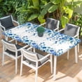 thumbnail image 2 of Spring Blue Floral Table Cloths for 6 Foot Rectangle Tables, Farmhouse Weeping Floral Leaves Patio Waterproof Elastic Fitted Tablecloths, Washable Rectangular Table Cover for Camping, 2 of 8