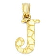 thumbnail image 1 of 10k Solid Gold Nugget Initial Pendant Necklace, Personalized Letter Jewelry, Gifts for Her Letter J with 20 inch Chain, 1 of 2