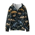 thumbnail image 2 of POLERO Little & Big Boys Full Zip Up Hoodie Dinosaur Fossil Print Hoodies Jacket for Boy, Kids Long Sleeve Hooded Fashion Sweatshirt, Size M, 2 of 7