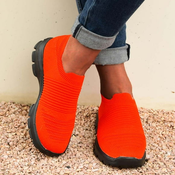 XIAQUJ Chaussures d'Entraînement pour Femmes Chaussures de Course Athlétiques Espadrilles de Marche Sport Chaussures de Tennis Légères Espadrilles Mode pour Femmes Orange 7.5(39)