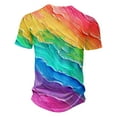 thumbnail image 4 of JUUYY Mens Rainbow Gradient Print Short Sleeve Henley Shirt Fashion Round Neck T Shirts with Four-Button Placket Summer Casual Sports Slim Fit Plus Size T-shirt Multicolor L, 4 of 5