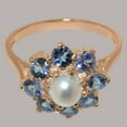 thumbnail image 4 of LBG British Made 14k Rose Gold Cultured Pearl & Tanzanite Womens Anniversary Ring - 33 size options - Size 5.5, 4 of 5
