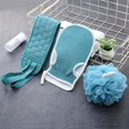 thumbnail image 4 of 3pcs/Set Shower Cleaning Scrubbing Towel with Strong Mud Rubbing Gloves, Double-Sided Exfoliating Back Towel & Pull Back Strip, Deep Body Cleaning Bathing Kit, 4 of 12
