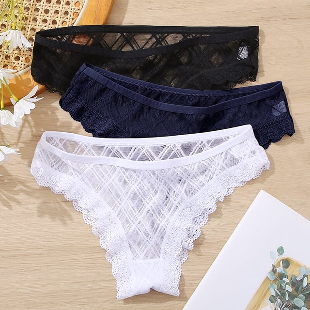 finetoo 3 unids/set de bragas de encaje sexy de altura baja ropa interior brasileña moda celosía transparente calzoncillos m-2xl sexy panty lenceríapangjing