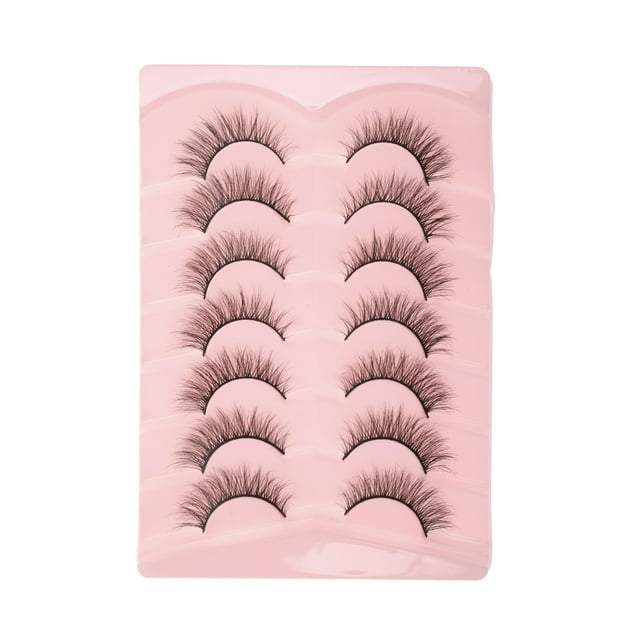 Unique Bargains 7 Pairs Natural 5D False Eyelashes for Halloween Black