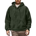 thumbnail image 2 of LWavelet Men's Casual Ribbed Knit Pullover Hoodie Long Sleeve Drawstring Hooded Sweatshirt with Kangaroo Pocket for Daily Wear, 2 of 5