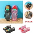 thumbnail image 4 of Xfvqtps Girls Jelly Sandals Closed Toe Cross Straps Hollow out Sequin Fruit Decoration Adjustable Buckle Durable Non Slip Washable Lightweight Summer PVC Water Shoes for 2-9 Years Pink, 4 of 9