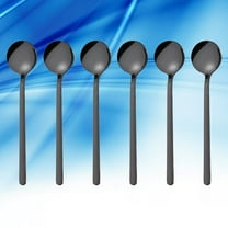 OATIPHO 6Pcs Black Stainless Steel Coffee Spoon with Smooth Handle for Stirring