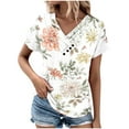thumbnail image 2 of Fiudx Ofertas de La Semana Top Informal de Primavera y Verano de Manga Corta con Cuello En V para Mujer, 2 of 5