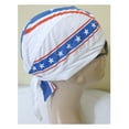 thumbnail image 3 of Biker By Choice Motorcycle Doo Rag Skull Cap Stars and Stripes Red White Blue Knievel Pattern Head Wrap, 3 of 3