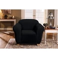 thumbnail image 2 of Milan Furniture Slipcover Fitted Protector Couch Cover Jacquard Soft Stretch Non Slip Fabric, Arm Chair, Black, 2 of 4