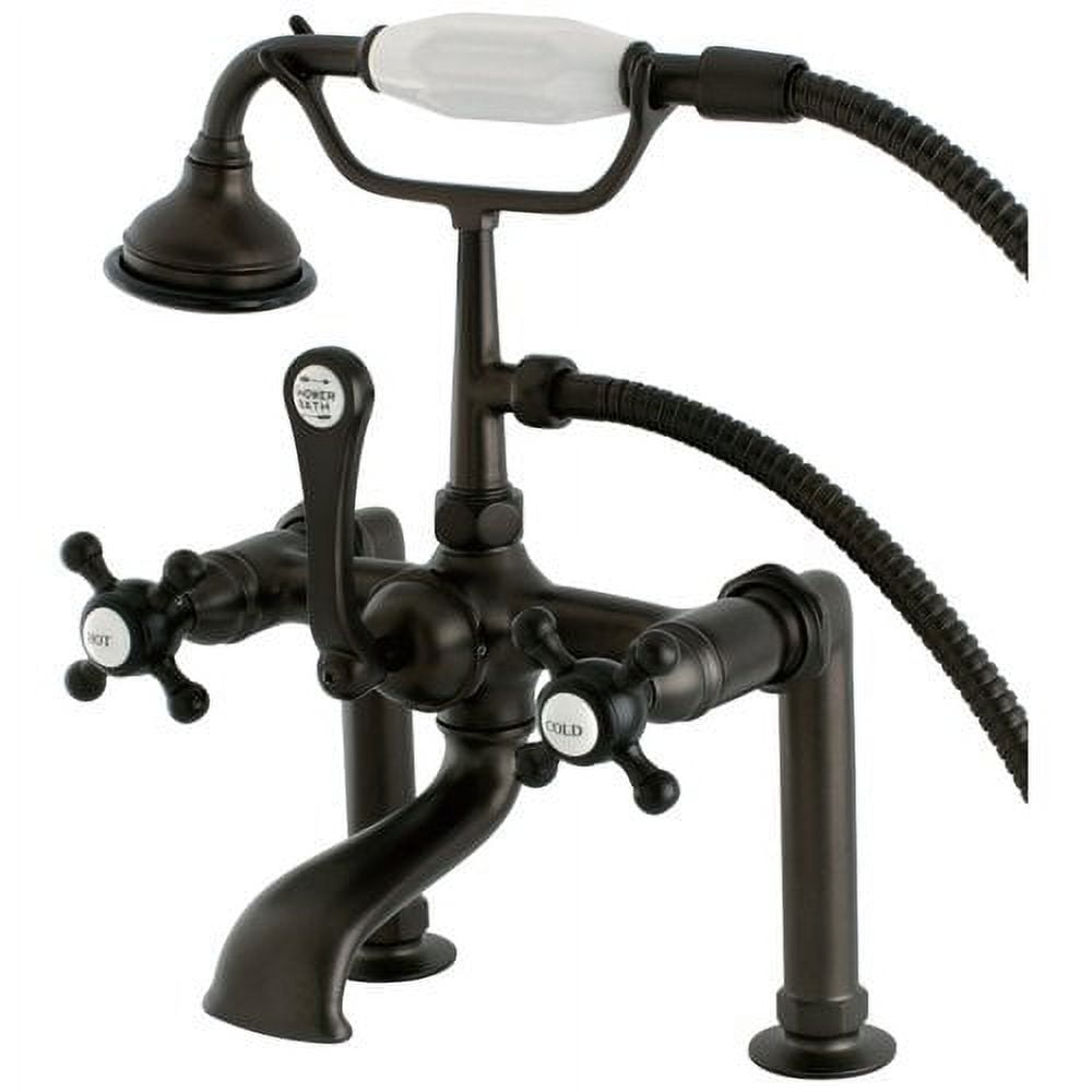 Kingston Brass AE103T2BX English Country Deck Mount Clawfoot Tub Faucet Polished Brass