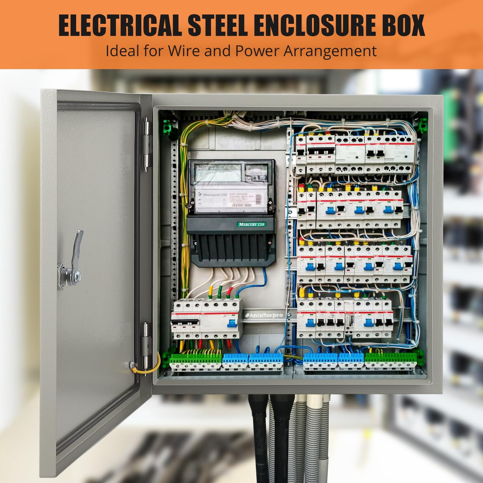 Accreate Ip66 Waterproof Electrical Box, Outdoor Steel Junction Enclosure With Lock And Mounting Plate For Secure Installation