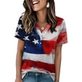 thumbnail image 2 of HEILAU 4th of July Shirts for Women Independence Day American Flag Graphic Tees V Neck 2025 Button Short Sleeve Summer Shirt Patriotic T Shirts, 2 of 7