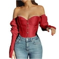 thumbnail image 2 of Aboser Womens Renaissance Corset Off the Shoulder Victorian Shapewear Steampunk Corset Tops Solid Long Sleeve Bodices Slimming Waist, 2 of 6