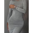 thumbnail image 5 of Vestido ajustado elegante de verano de manga larga y cuello redondo para mujer, 5 of 5