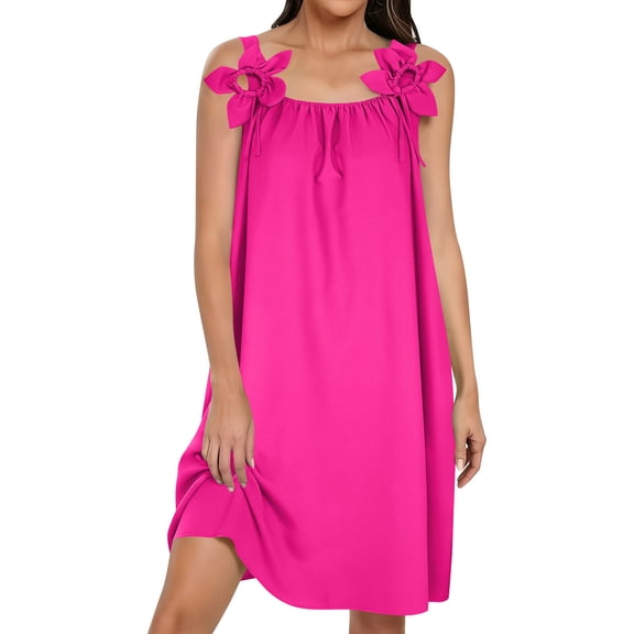 HBGVBA Women's Summer Mini Dress,Plus Size Short Sleeve Dresses,Summer Solid Color Lace Cami Round Neck Loose Midi Dress