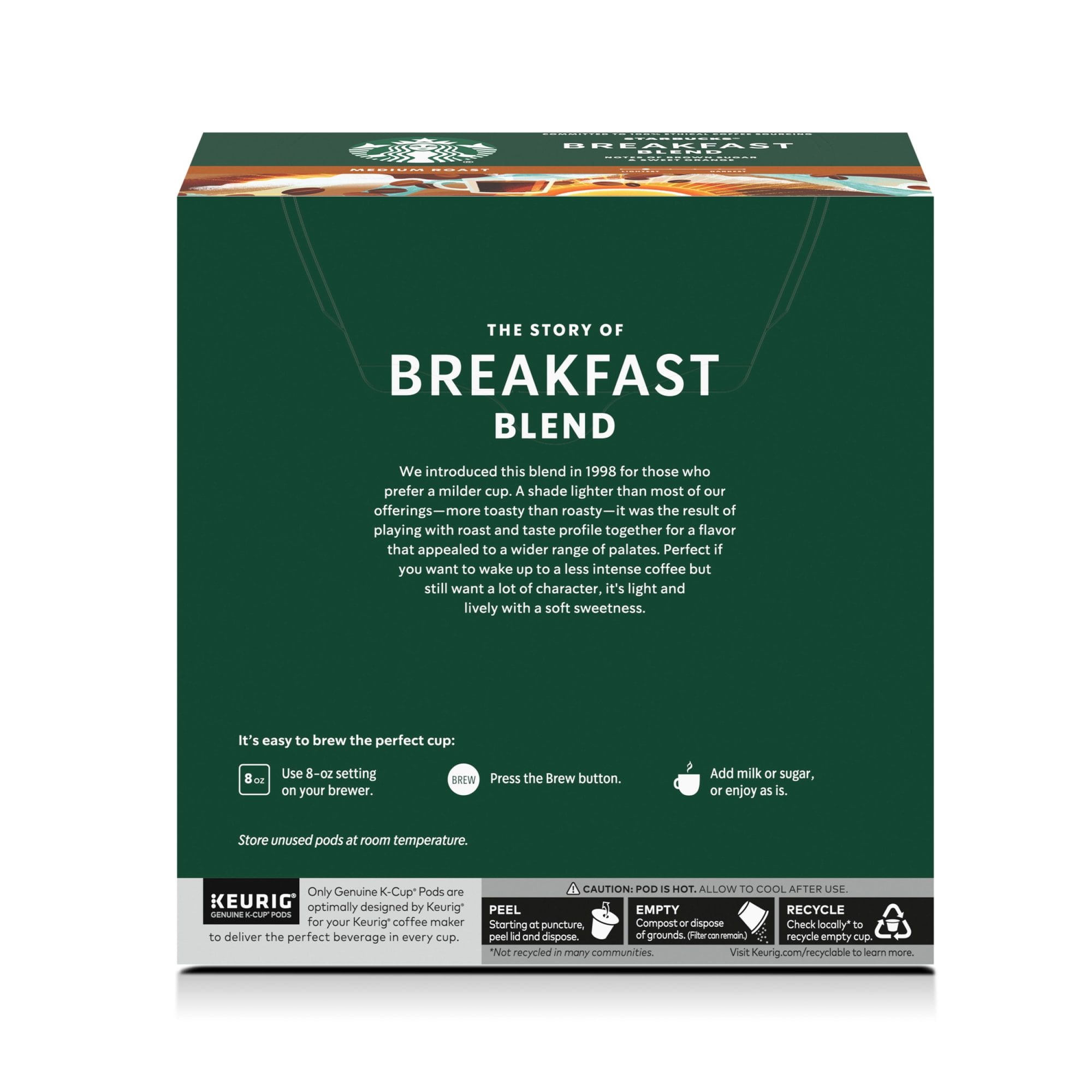 Starbucks Breakfast Blend, Hot or Iced Coffee, Medium Roast K-Cup Coffee Pods, 32 Count​