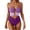 #44Purple, variant on Women One Piece Swimsuits Cutout Full Coverage Bathing Suit Ring Link Ruched Monokini Beach Swimwear Purple L