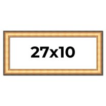 27x10 Frame Gold Plein Aire Solid Wood Picture Frame Width 2 Inches | Interior Frame Depth 0.5