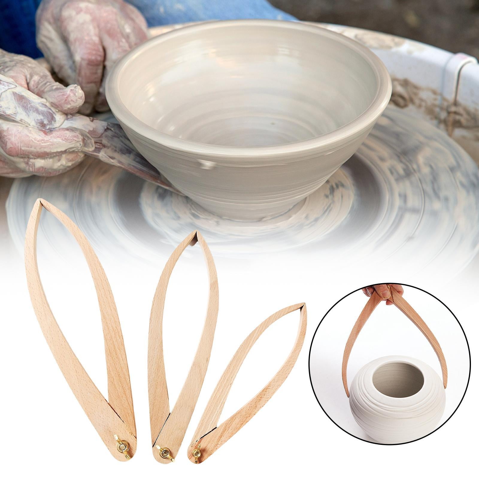 3 Pack Clay Sculpture Dipping Tong Pottery Measuring Tool Natural Wood for Ceramics Crafts DIY Projects