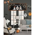 thumbnail image 5 of Halloween Ghost Window Valance Kitchen Curtains, Horror Dead Tree Pumpkin Rod Pocket Short Panels Spooky Valances Curtain, Orange Black Lattice Window Treatments Drapes for Living Room Bedroom Decor, 5 of 6